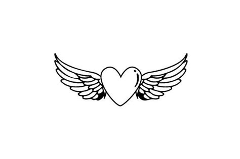 heart with wings tatoo|simple heart with wings tattoo.